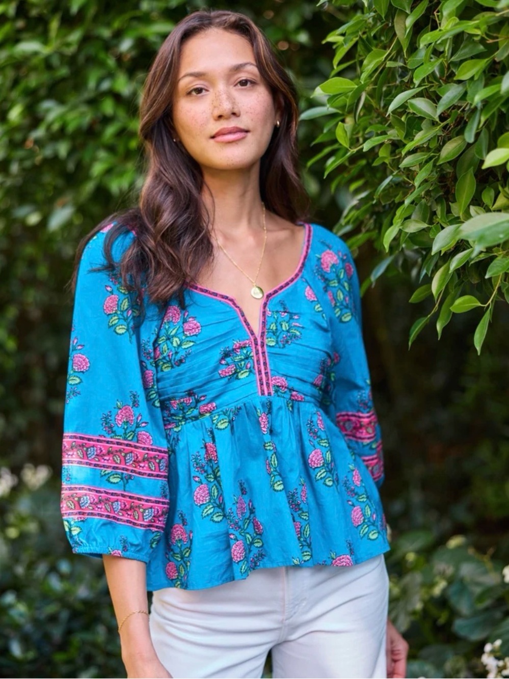 Printfresh NWT Jasmine Top Red Floral Paisley Boho Peasant 100% cotton - Picture 5 of 5